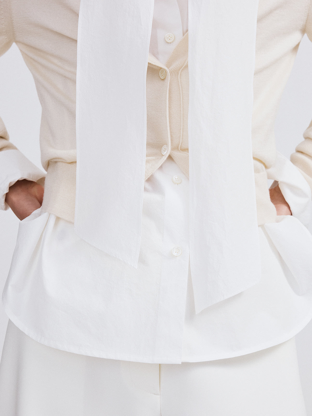Recto - Silk-Cashmere Knit Cardigan (Cream) product image 4 | TRAB K-Fashion Australia