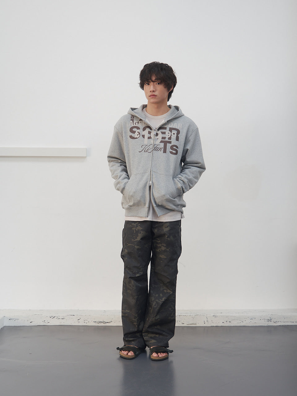 Kijun - Grocery Hoodie Zip-up (Melange Grey) product image 3 | TRAB K-Fashion Australia