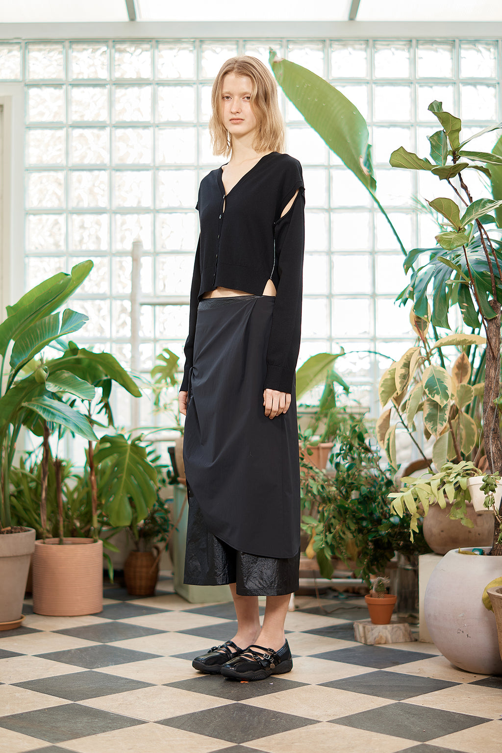 Matin Kim - Slit Detail Button Cardigan (Black) product image 8 | TRAB K-Fashion Australia