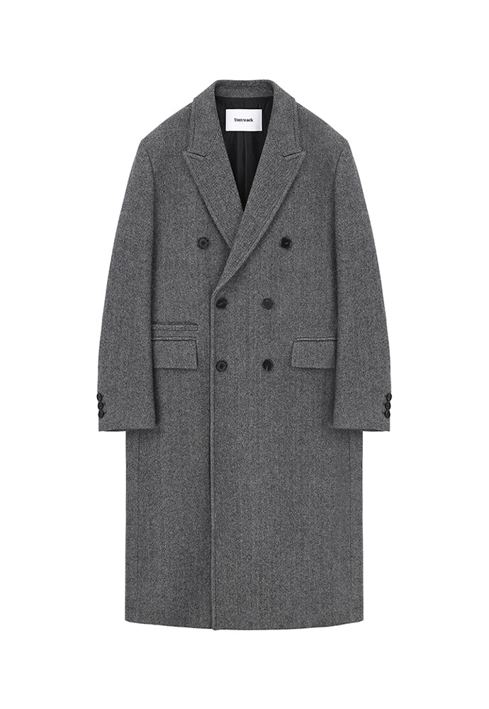 Tonywack - Double-Breasted Chesterfield Coat (Mid Grey Herringbone) product image 5 | TRAB K-Fashion Australia