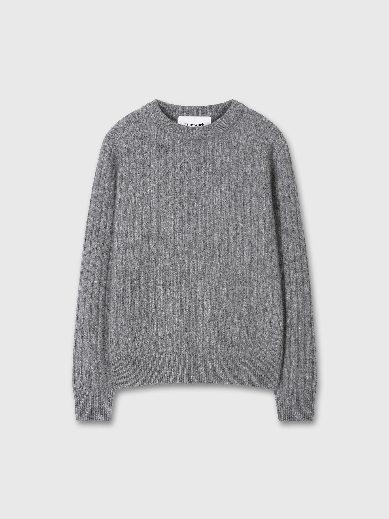 Tonywack - Superfine Merino Wool Tube Scarf Attaced Ribbed Sweater (Melange Grey) product image 10 | TRAB K-Fashion Australia