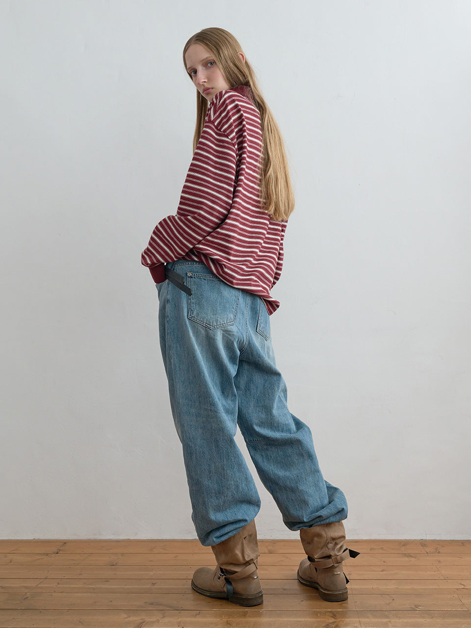 Kijun - Striped Polo Shirt (Burgundy) product image 4 | TRAB K-Fashion Australia