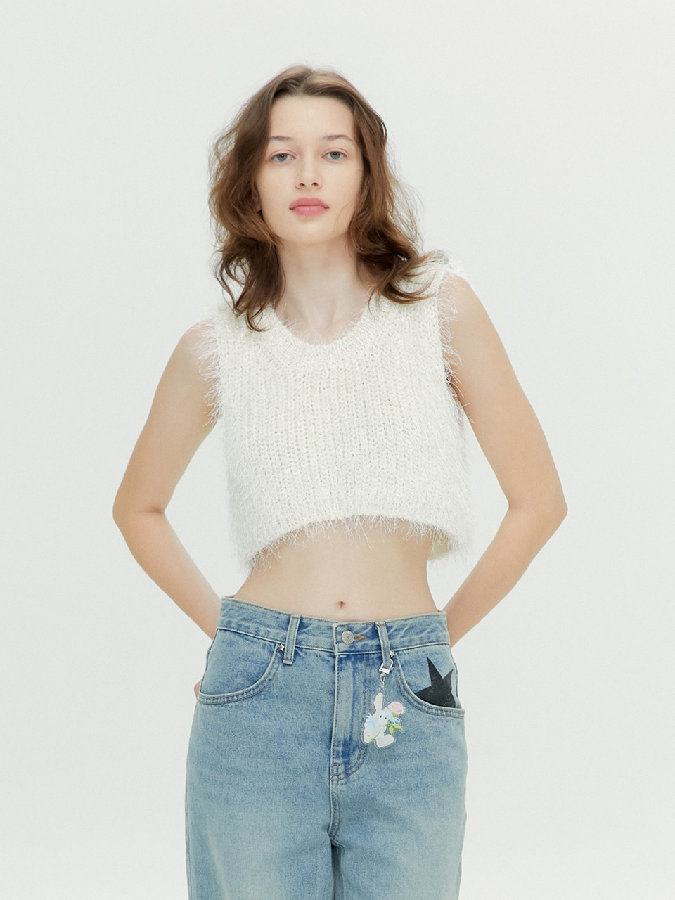 Margarin Fingers - Brush Crop Knit Vest (Ivory) product image 1 | TRAB K-Fashion Australia