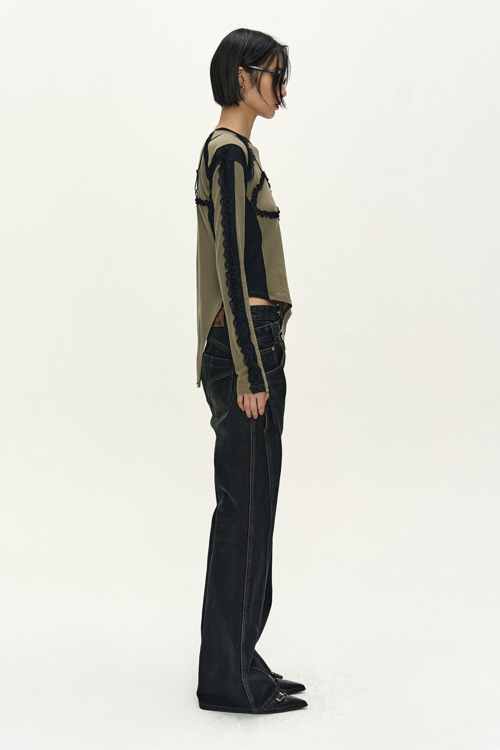 Andersson Bell - Twist Fold Coated Jeans (dark Blue) (Dark Blue) product image 2 | TRAB K-Fashion Australia