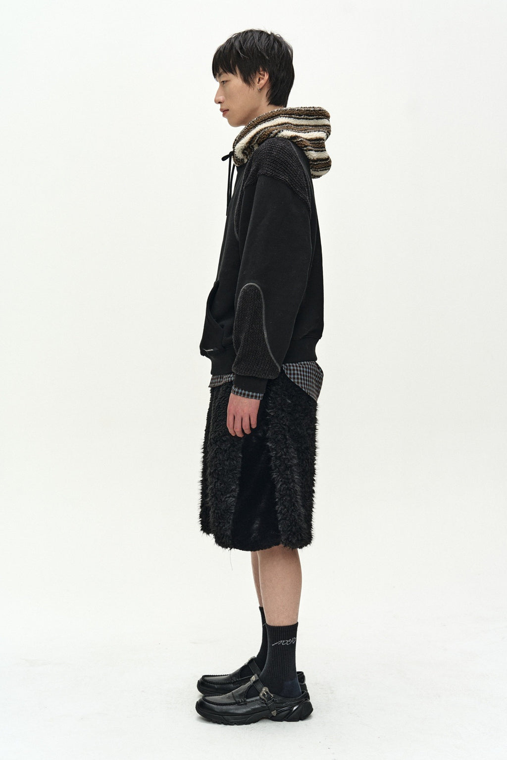 Andersson Bell - Unisex Knit Panel Fleece Hoodie (Black) product image 1 | TRAB K-Fashion Australia