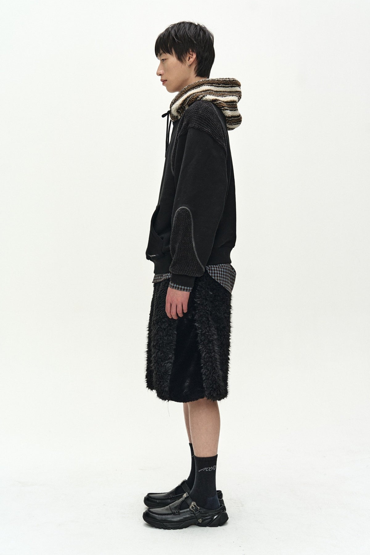 Andersson Bell - Unisex Knit Panel Fleece Hoodie (Black) product image 1 | TRAB K-Fashion Australia
