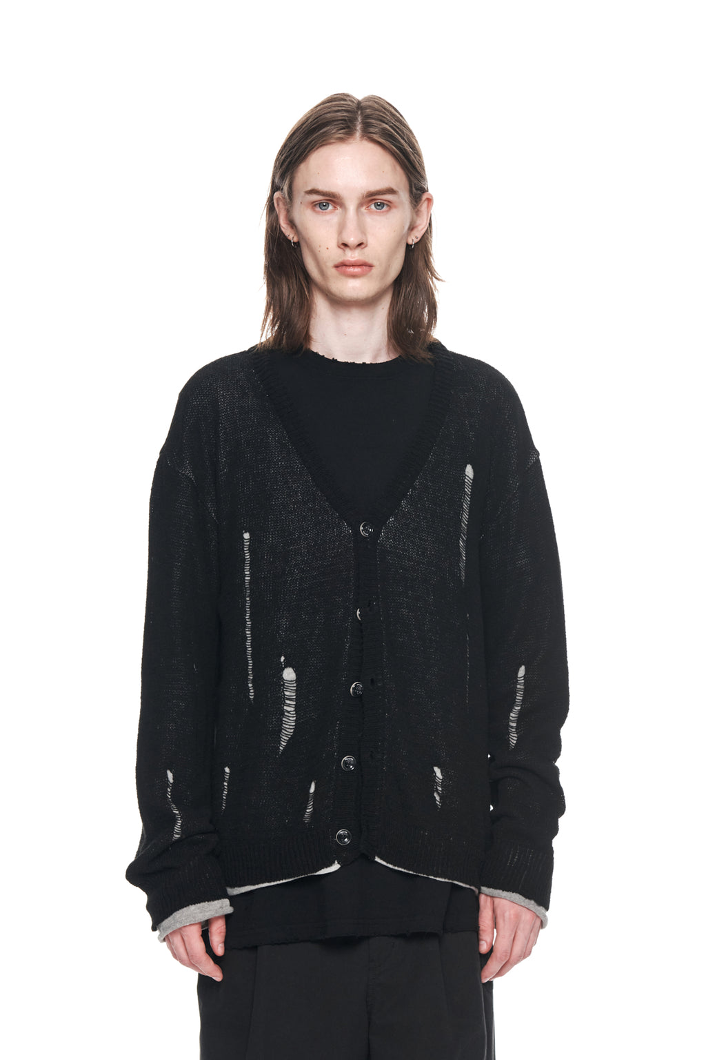 Matin Kim - Layered Damage Cardigan (Black) product image 10 | TRAB K-Fashion Australia