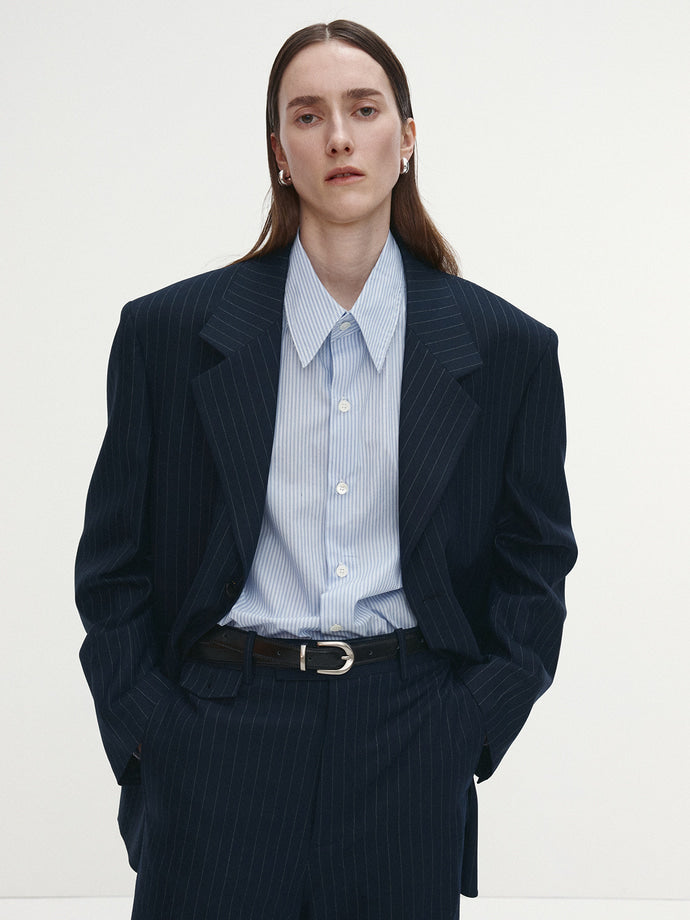 Tonywack - Cut Out Stripe Cotton Shirt (Sky Blue Stripe) product image 6 | TRAB K-Fashion Australia