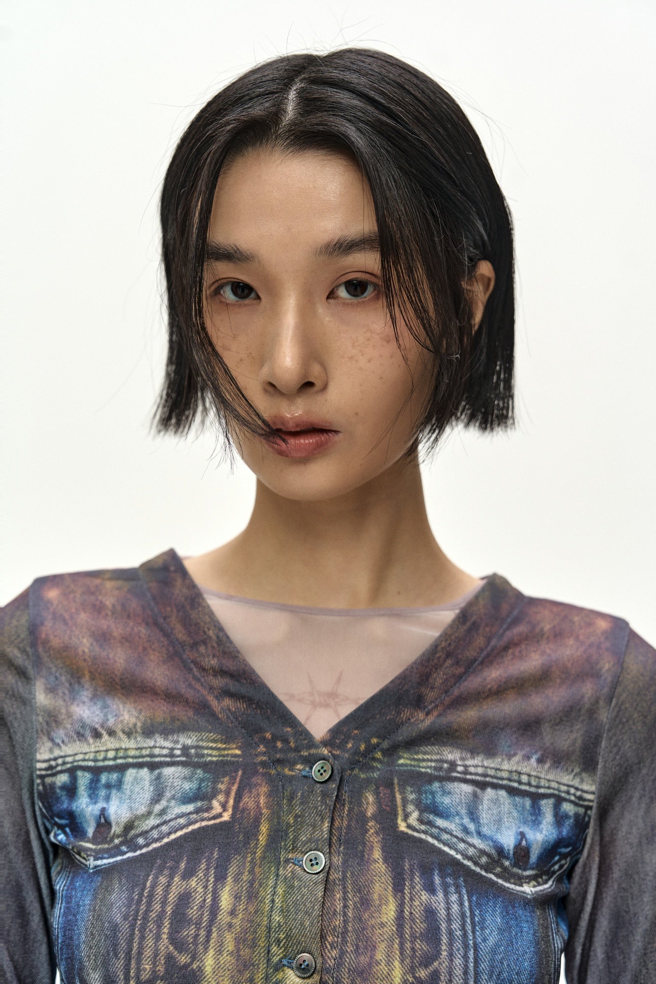 Andersson Bell - Trompe L'oeil Denim Layered Tattoo Top (brown) (Brown) product image 7 | TRAB K-Fashion Australia