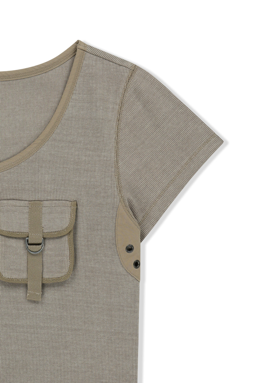 Matin Kim - Pocket Point Slim Fit Top (Beige) product image 4 | TRAB K-Fashion Australia