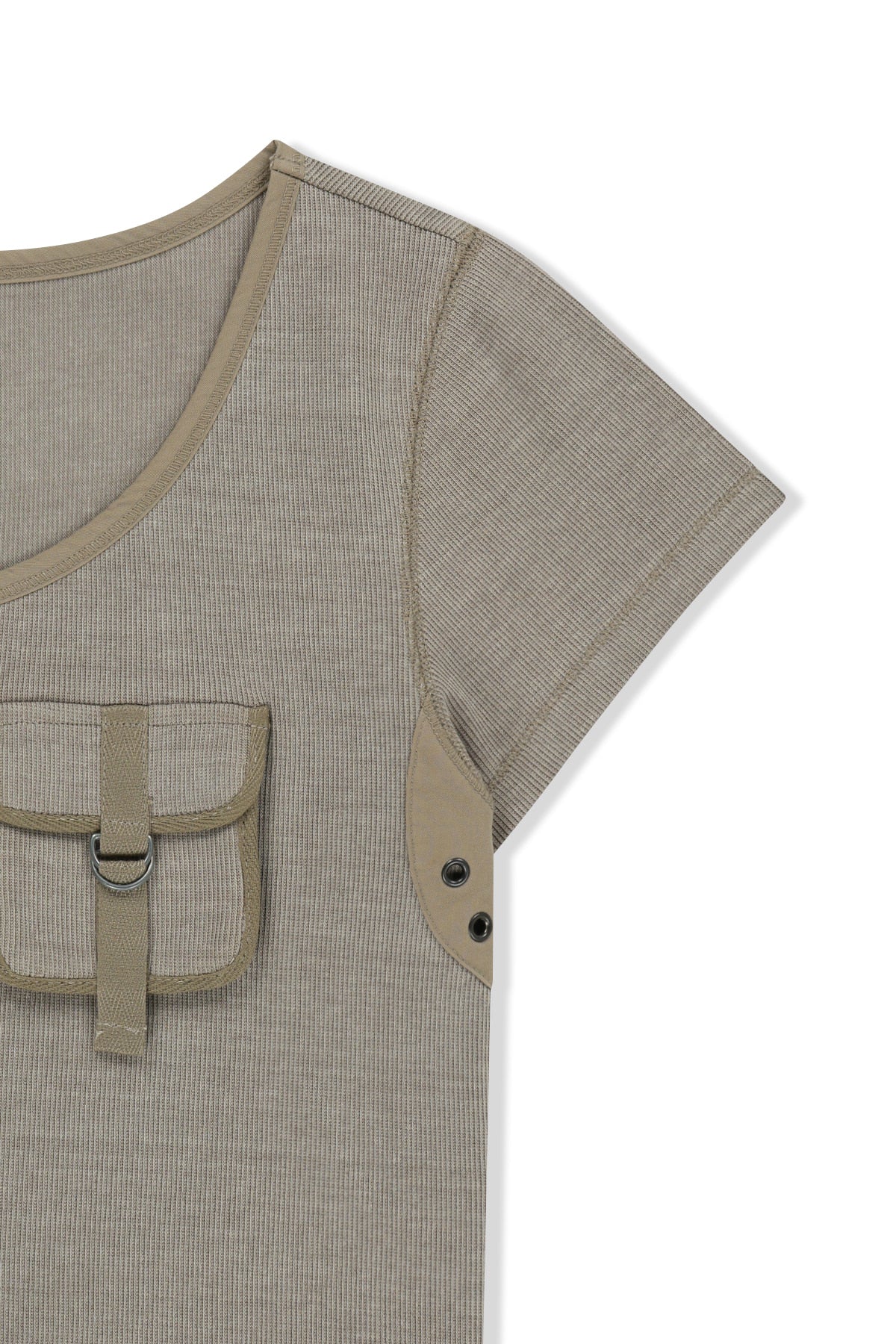 Matin Kim - Pocket Point Slim Fit Top (Beige) product image 4 | TRAB K-Fashion Australia