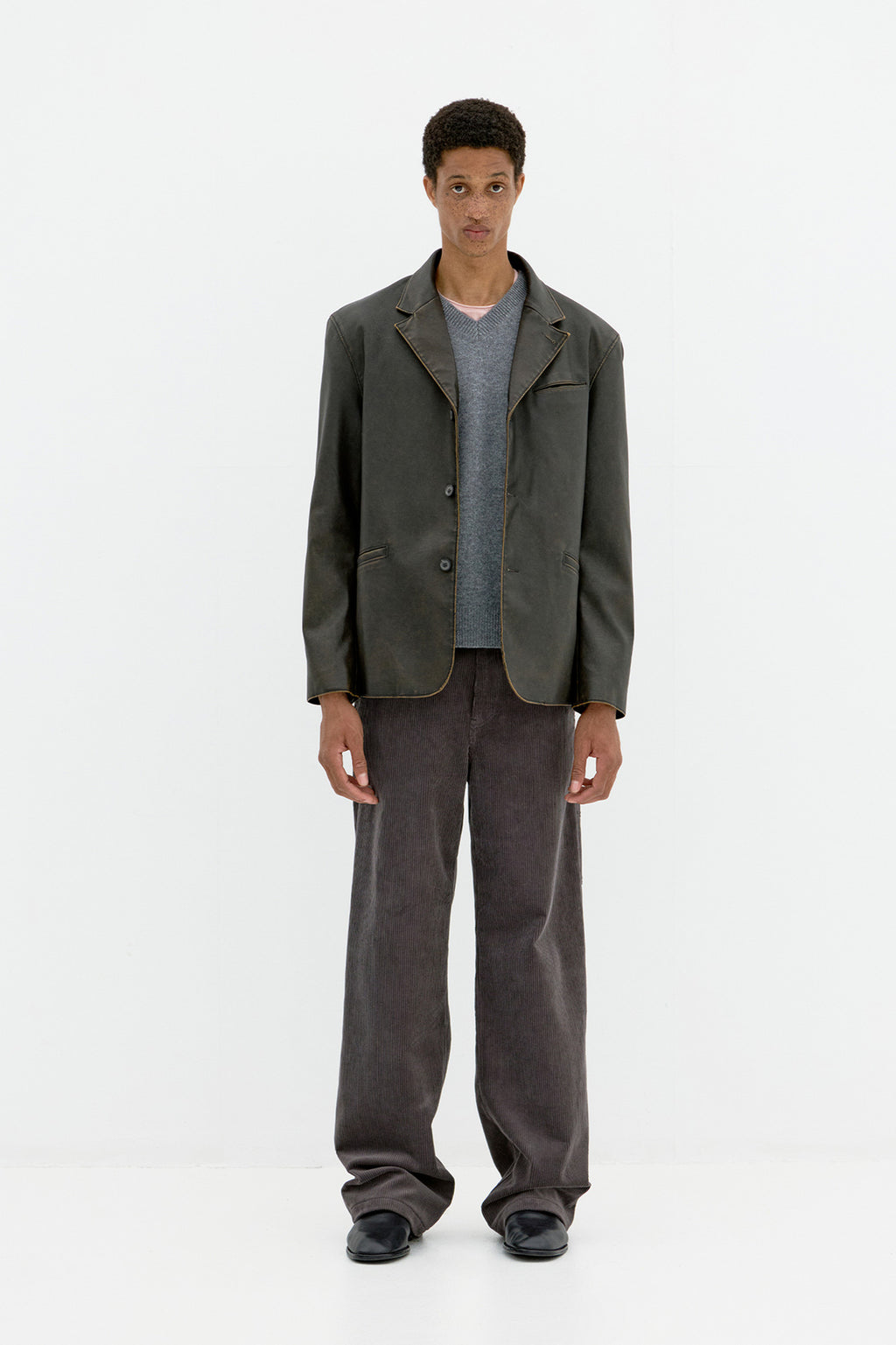 Coor - Washed Fake Leather Blazer (Washed Brown) product image 2 | TRAB K-Fashion Australia