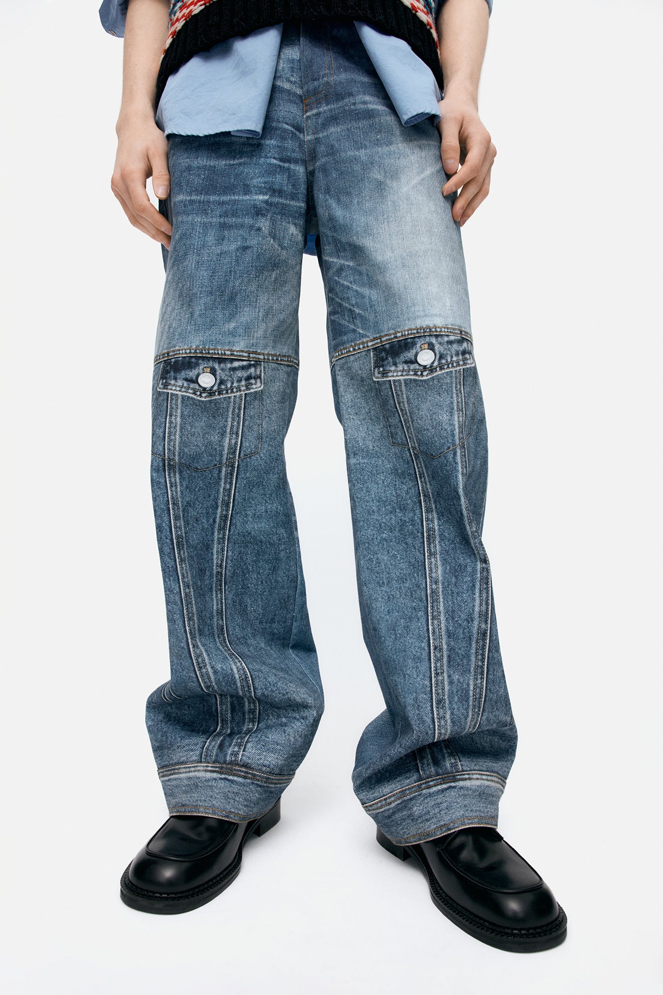 Andersson Bell - Unisex Custom-Like Printed Denim Pants (Mid Blue) product image 5 | TRAB K-Fashion Australia