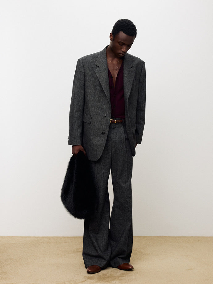 Tonywack - Herringbone Wool Relaxed Tailored Jacket (Mid-Grey Herringbone) product image 4 | TRAB K-Fashion Australia