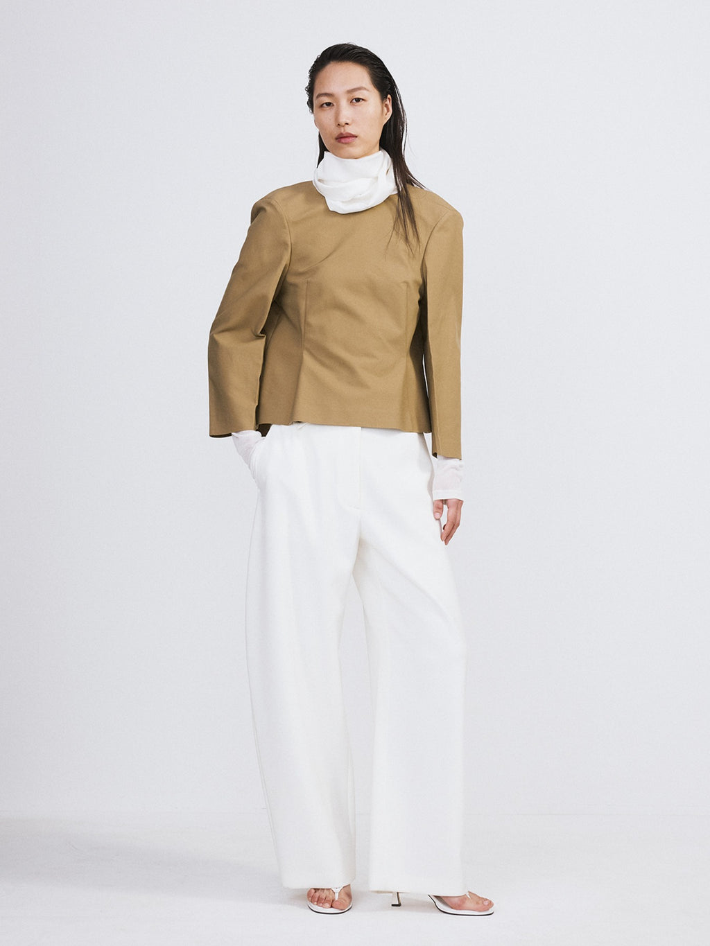 Recto - Open Back Peplum Top (Khaki Beige) product image 1 | TRAB K-Fashion Australia