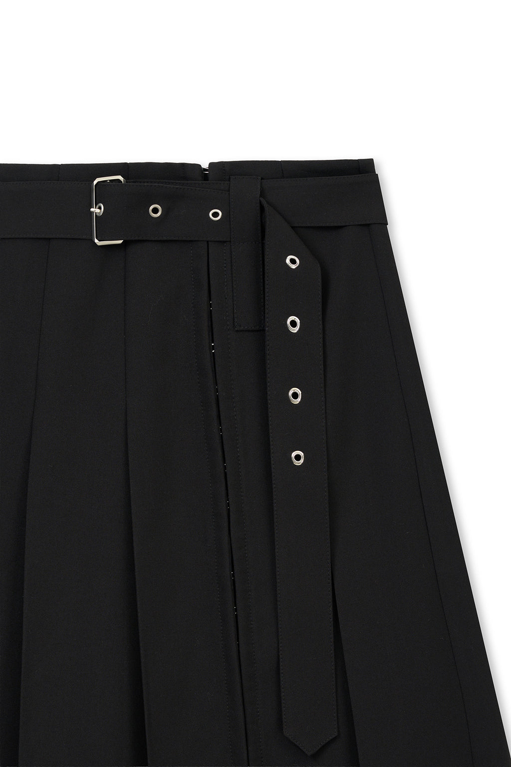 Matin Kim - Belted Slit Pleat Skirt (Black) product image 3 | TRAB K-Fashion Australia