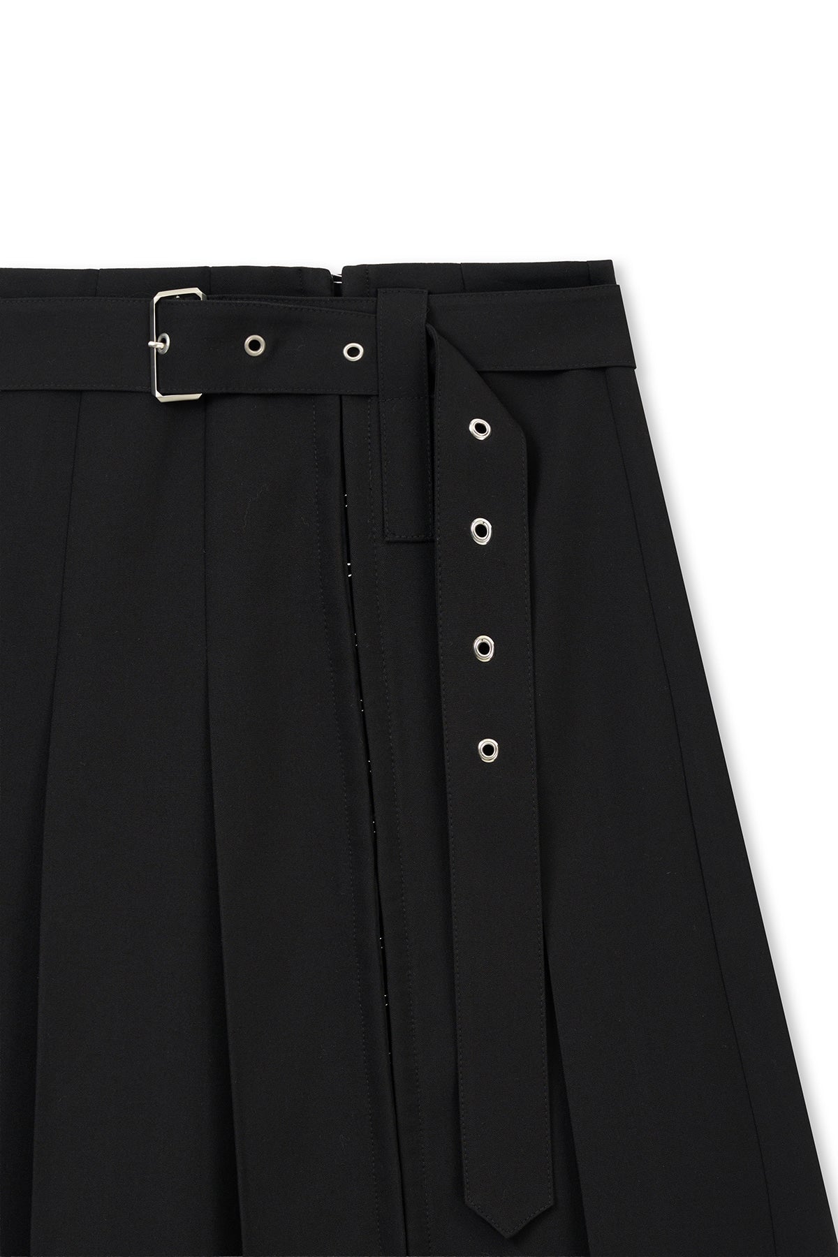Matin Kim - Belted Slit Pleat Skirt (Black) product image 3 | TRAB K-Fashion Australia