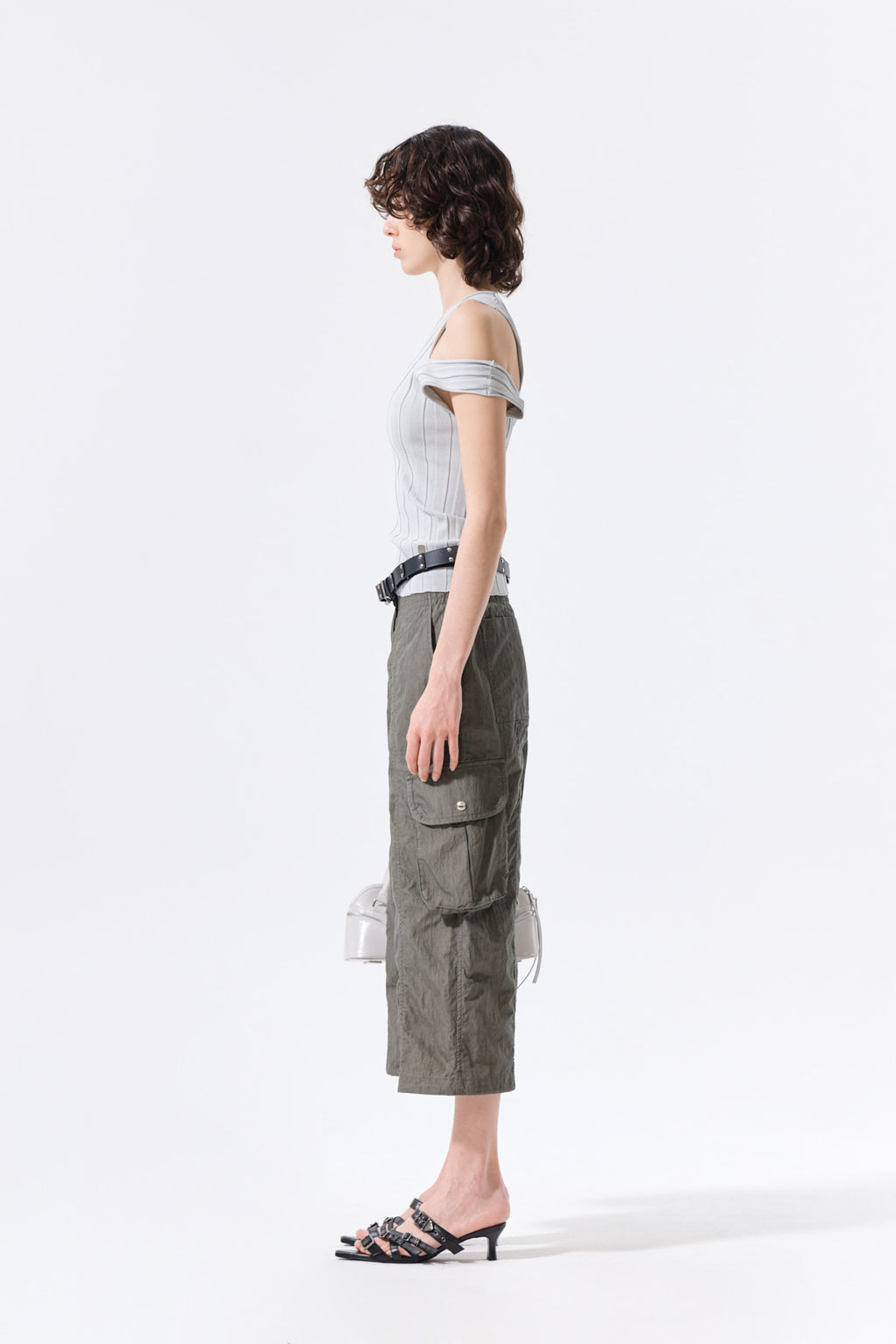 Matin Kim - Cut Out Sleeveless Knit Top (Light Grey) product image 6 | TRAB K-Fashion Australia
