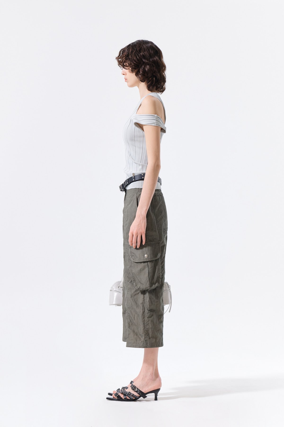 Matin Kim - Cut Out Sleeveless Knit Top (Light Grey) product image 6 | TRAB K-Fashion Australia