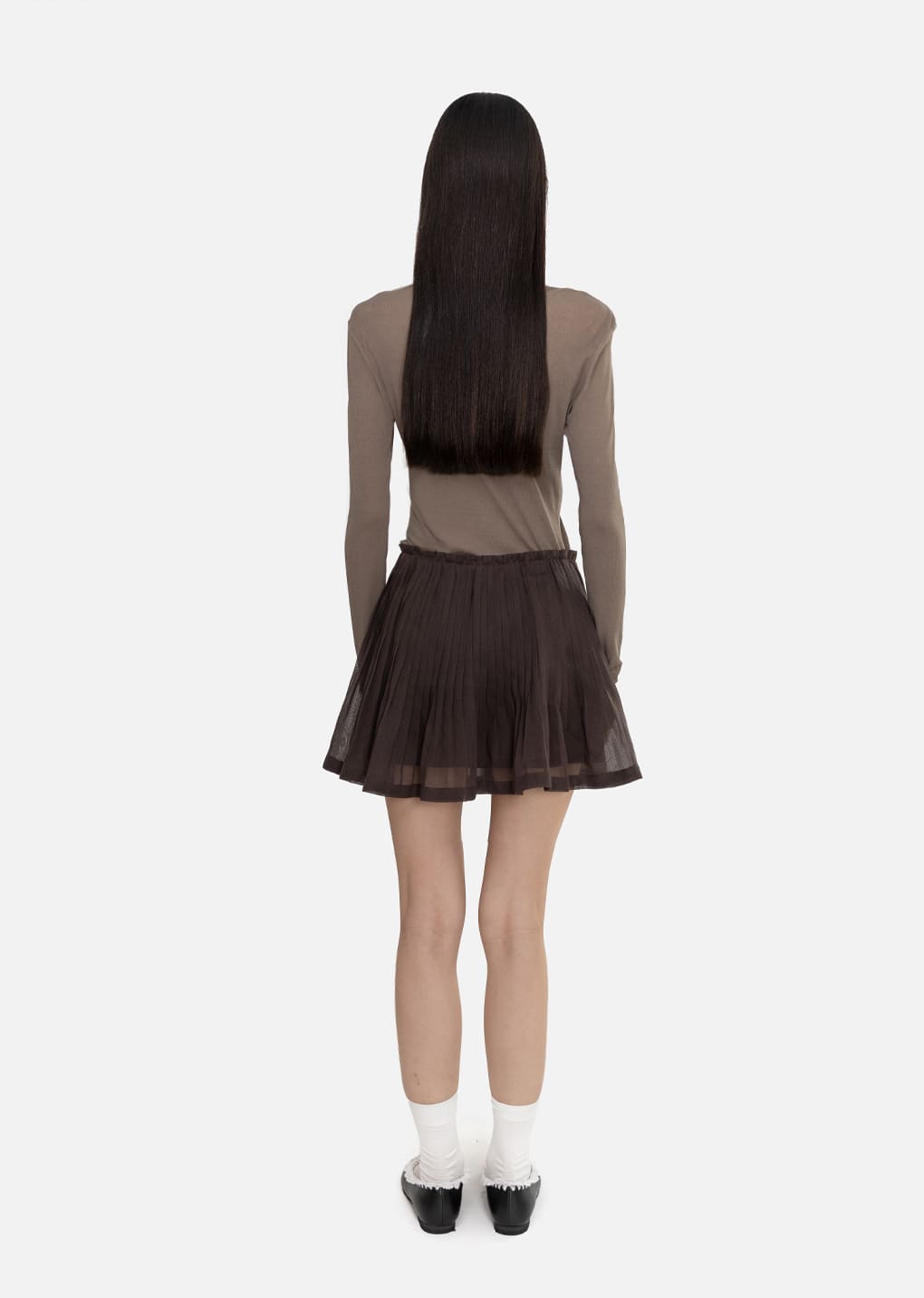 Amomento - Pleated Mini Skirt (Brown) product image 4 | TRAB K-Fashion Australia
