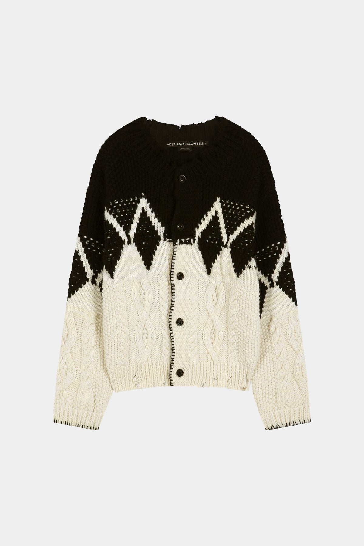 Andersson Bell - Argyle Heavy Wool Cardigan (Ecru/Black) product image 12 | TRAB K-Fashion Australia
