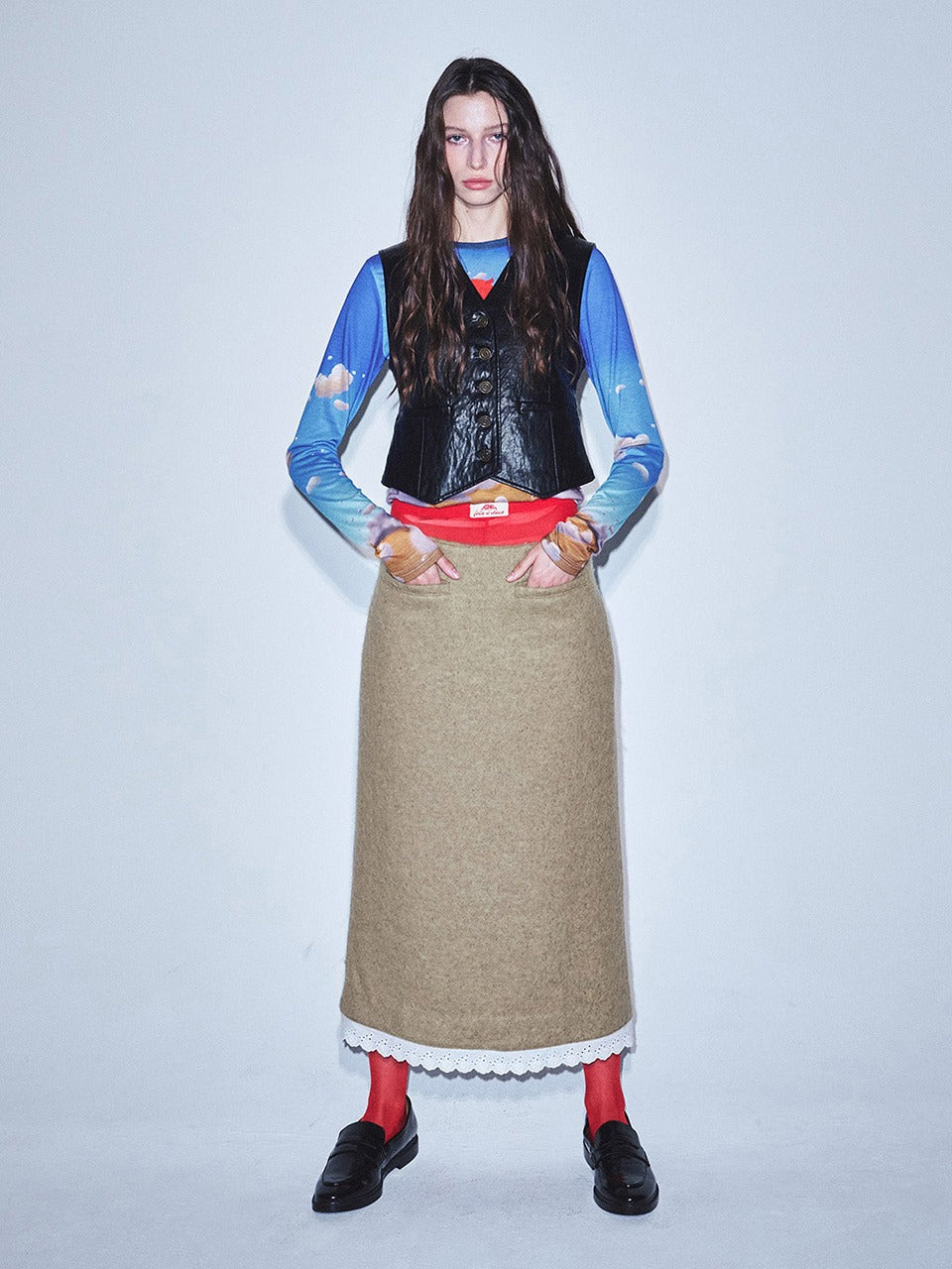 Mardi Mercredi - Mohair Maxi Skirt Lace (Beige) product image 1 | TRAB K-Fashion Australia