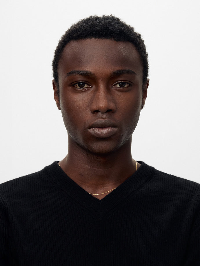 Tonywack - Super Fine Wool Ribbed V-Neck Sweater (Black) product image 7 | TRAB K-Fashion Australia