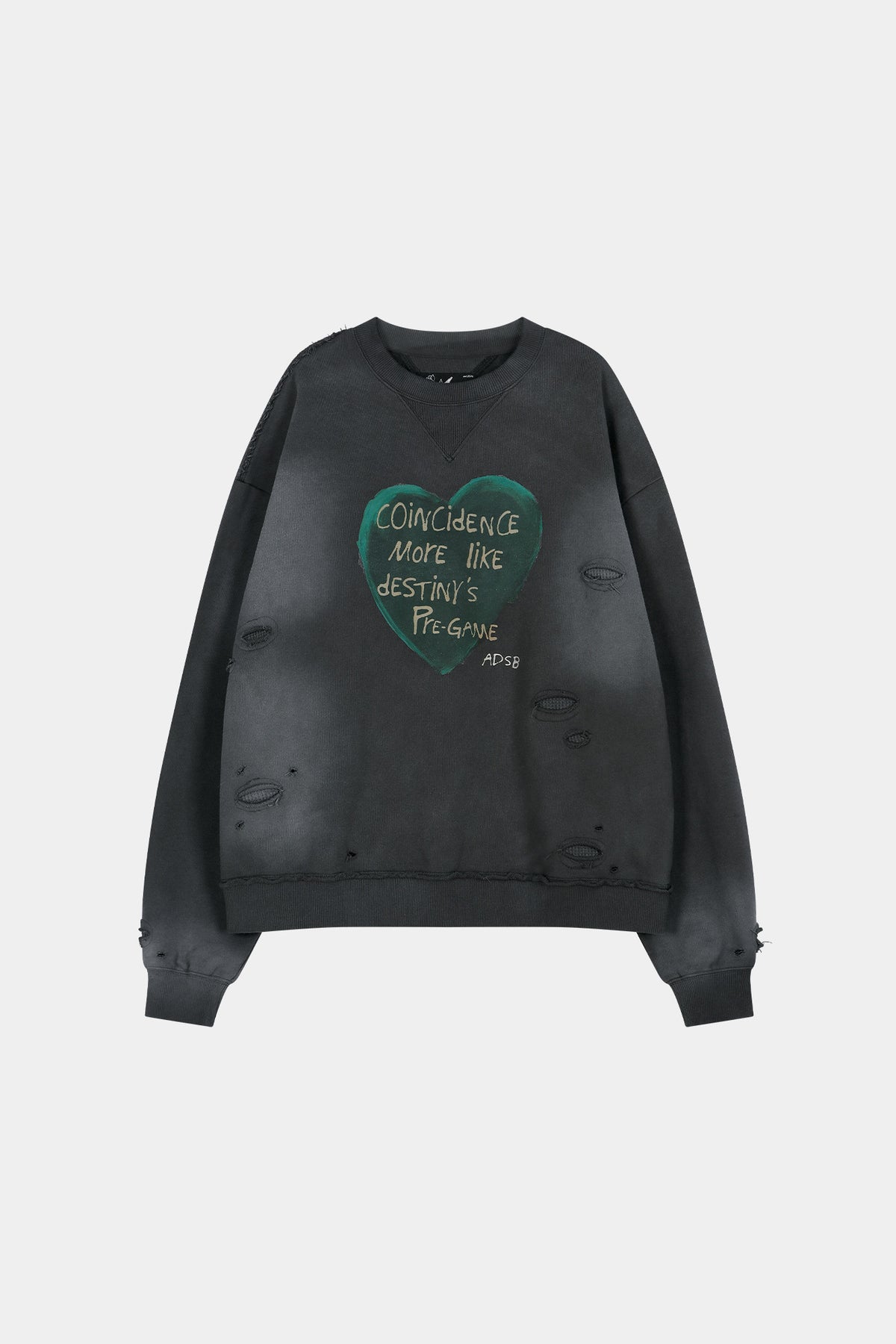 Andersson Bell - (essential) Unisex Spray Washed Heart Message Sweatshirt (Charcoal) product image 9 | TRAB K-Fashion Australia