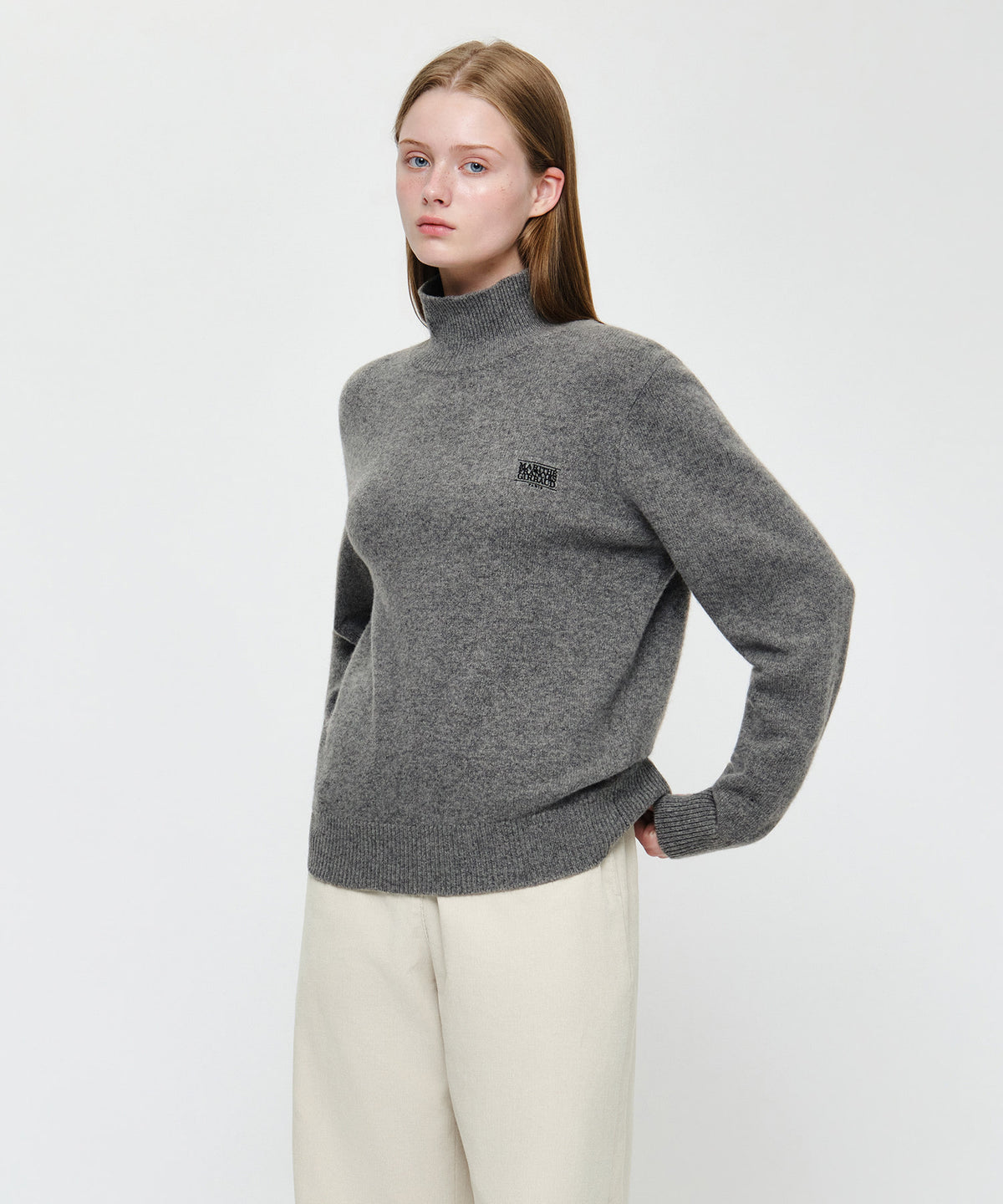Marithe & Francois Girbaud - Premium Small Classic Logo Wool Turtle Neck Knit (Gray) product image 2 | TRAB K-Fashion Australia