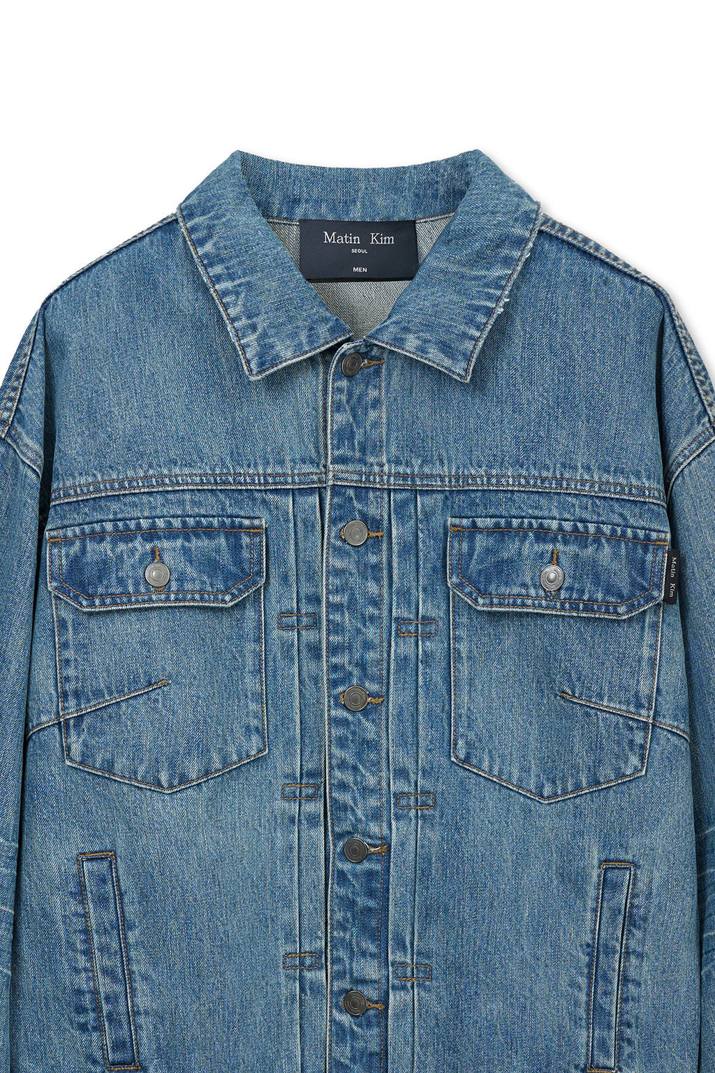Matin Kim - Vintage Washed Denim Trucker (Blue) product image 3 | TRAB K-Fashion Australia