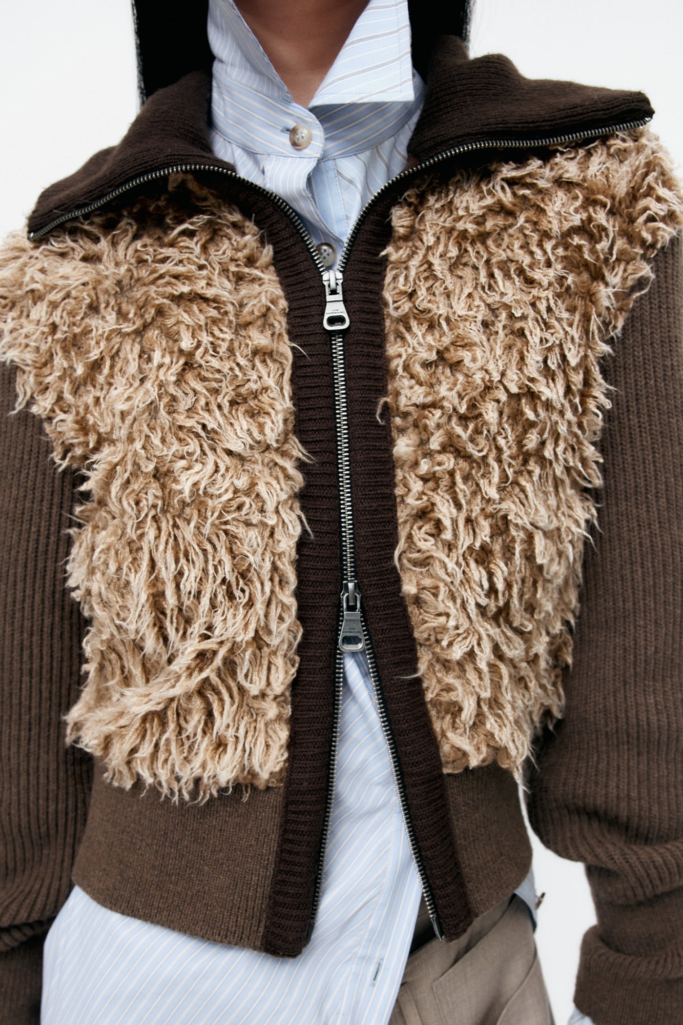 Andersson Bell - Fur Combo Knit Top (Beige) product image 4 | TRAB K-Fashion Australia