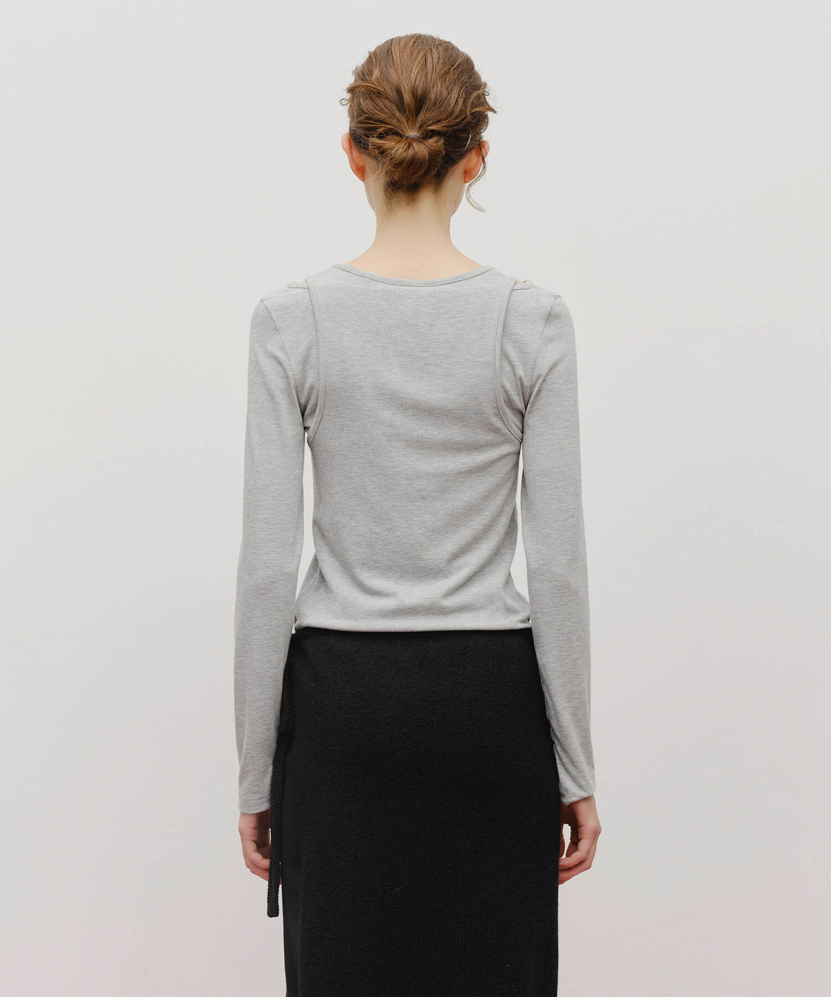Marithe & Francois Girbaud - Layered Jersey Long Sleeve (Light Heather Gray) product image 3 | TRAB K-Fashion Australia