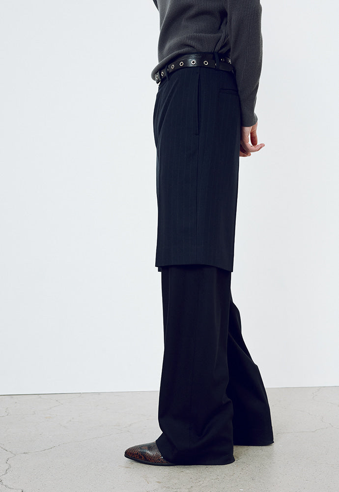 Tonywack - Virgin Wool Layered Trousers (Navy Pinstripe) product image 5 | TRAB K-Fashion Australia