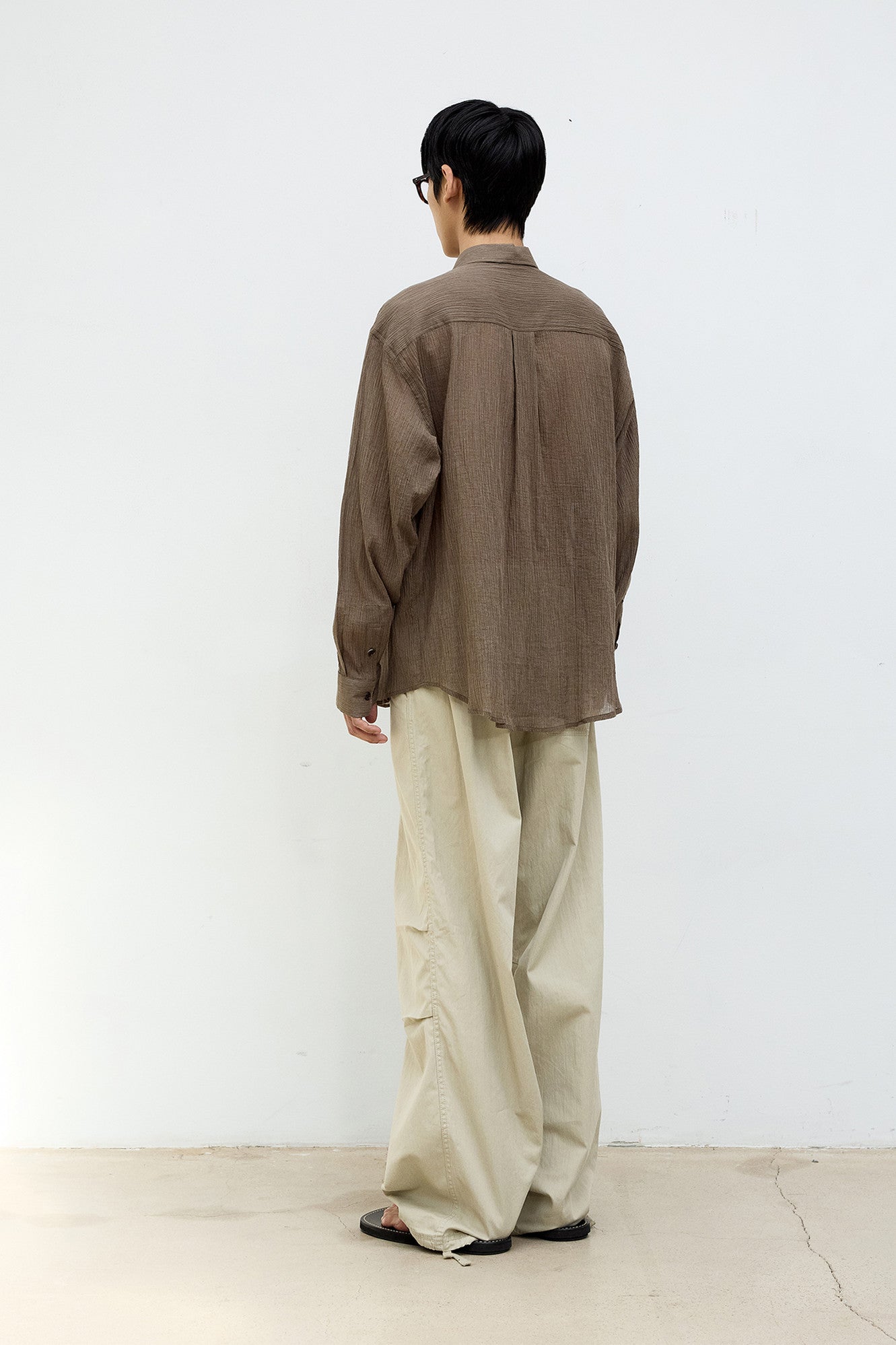Coor - Stripe See-Through Cotton Shirt (Brown) product image 4 | TRAB K-Fashion Australia