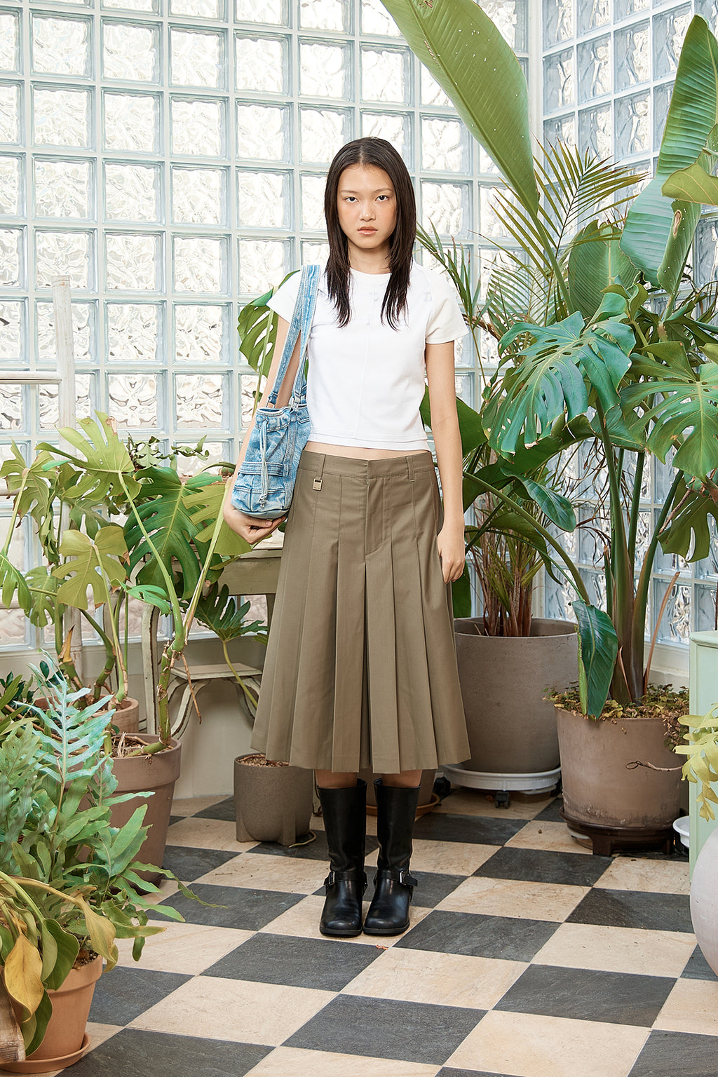 Matin Kim - Pintuck Layered Slim Crop Top (White) product image 5 | TRAB K-Fashion Australia