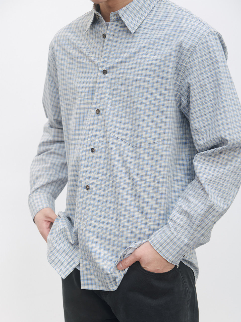 Kijun - Soft Check Shirt (Sky Blue) product image 6 | TRAB K-Fashion Australia