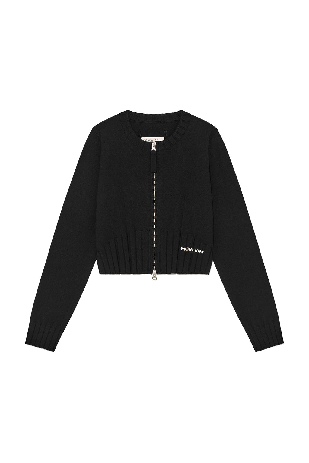 Matin Kim - Round Neck Zip Up Crop Cardigan (Black) product image 1 | TRAB K-Fashion Australia