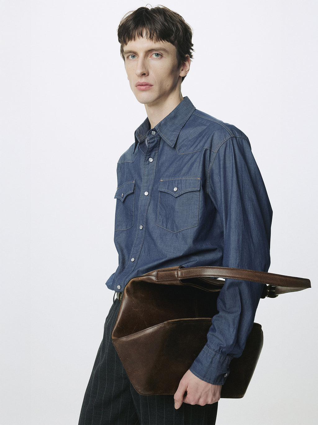 Tonywack - Washed Chambray Western Shirt Italian Fabric (Medium Indigo) product image 4 | TRAB K-Fashion Australia
