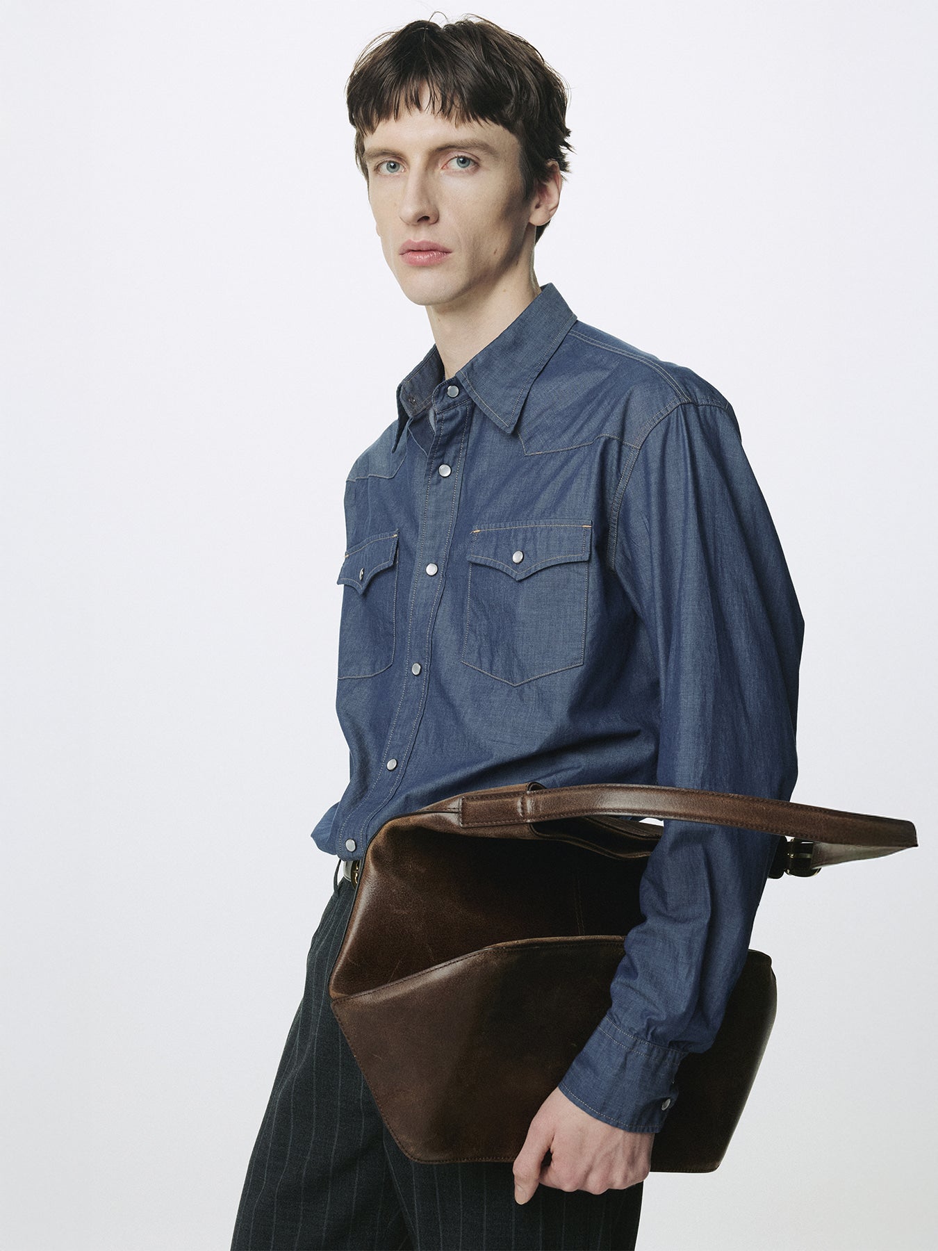 Tonywack - Washed Chambray Western Shirt Italian Fabric (Medium Indigo) product image 4 | TRAB K-Fashion Australia