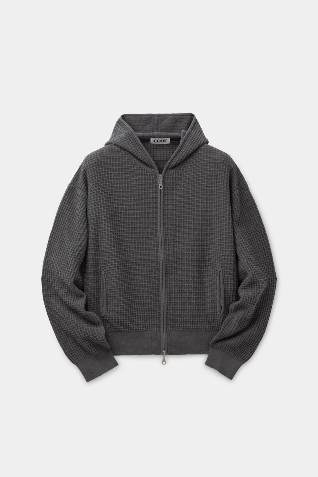 Coor - Waffle Cotton Color Dyed Hoodie Zip-Up (Washed Charcoal) product image 1 | TRAB K-Fashion Australia