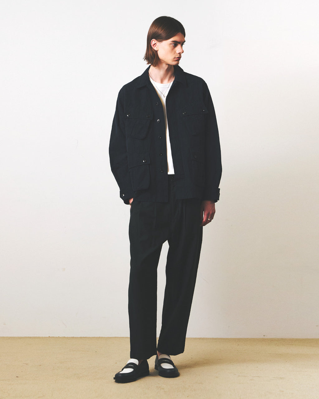 Eastlogue - Jungle Fatigue Jacket (Navy Linen Check) product image 1 | TRAB K-Fashion Australia