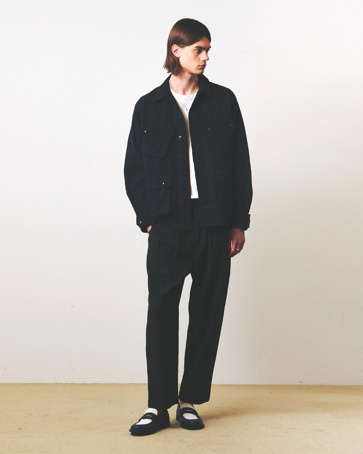 Eastlogue - Jungle Fatigue Jacket (Navy Linen Check) product image 1 | TRAB K-Fashion Australia