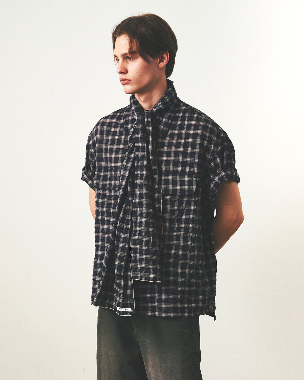 Eastlogue - Voyage Half Shirts (Navy & Beige Check) product image 3 | TRAB K-Fashion Australia
