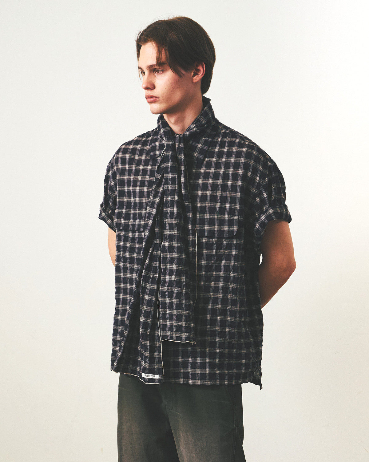 Eastlogue - Voyage Half Shirts (Navy & Beige Check) product image 3 | TRAB K-Fashion Australia