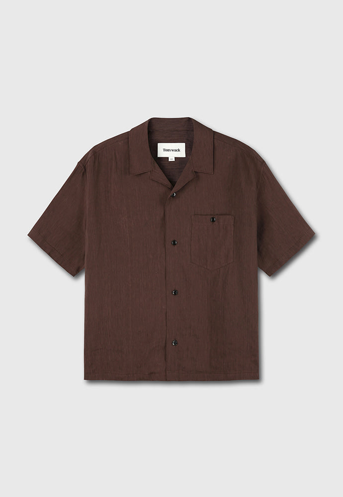 Tonywack - Cozy Linen Viscose Cuban-Collar Shirt (Penny Brown) product image 7 | TRAB K-Fashion Australia