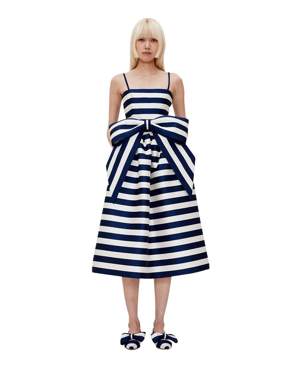 Kimhe Kim - Striped Mikado Silk Long Dress (Navy) product image 1 | TRAB K-Fashion Australia