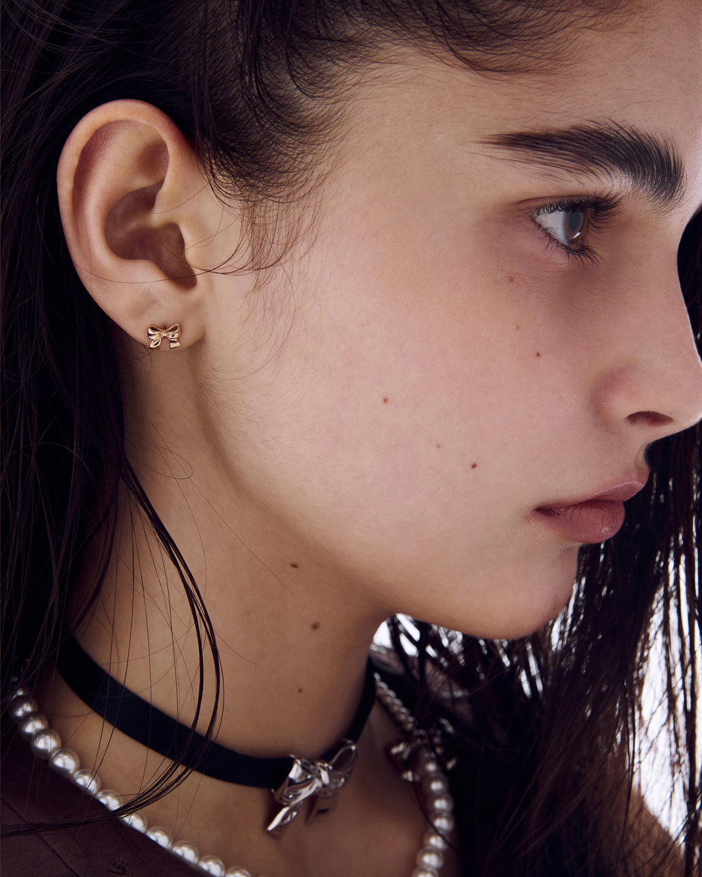 Numbering - Mini Ribbon Stud Earrings #7120 product image 1 | TRAB K-Fashion Australia