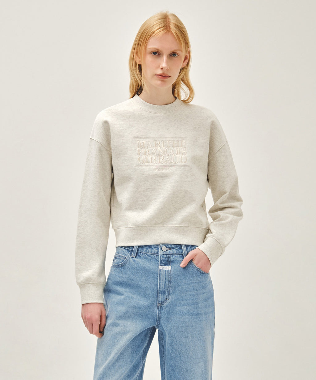 Marithe & Francois Girbaud - Classic Logo Crop Sweatshirt (Oatmeal) product image 1 | TRAB K-Fashion Australia