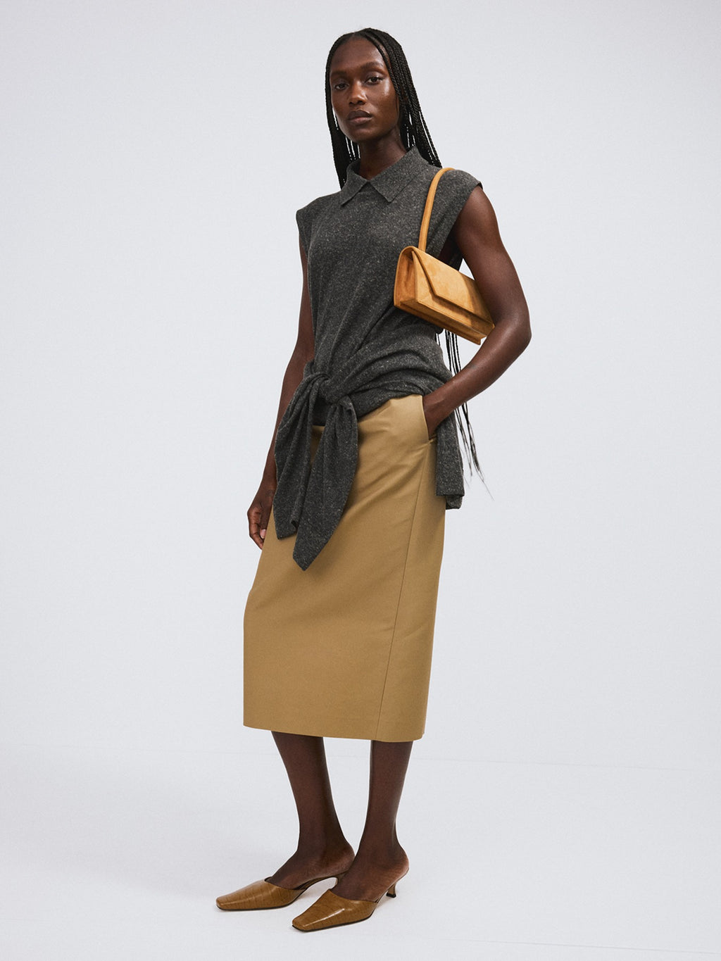 Recto - Heavy Cotton Pencil Skirt (Khaki Beige) product image 1 | TRAB K-Fashion Australia