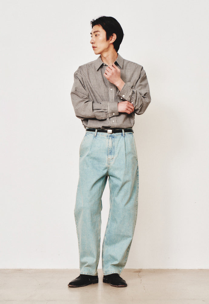 Art if acts - One Tuck Curve Denim Pants (Washed Light Blue) product image 5 | TRAB K-Fashion Australia